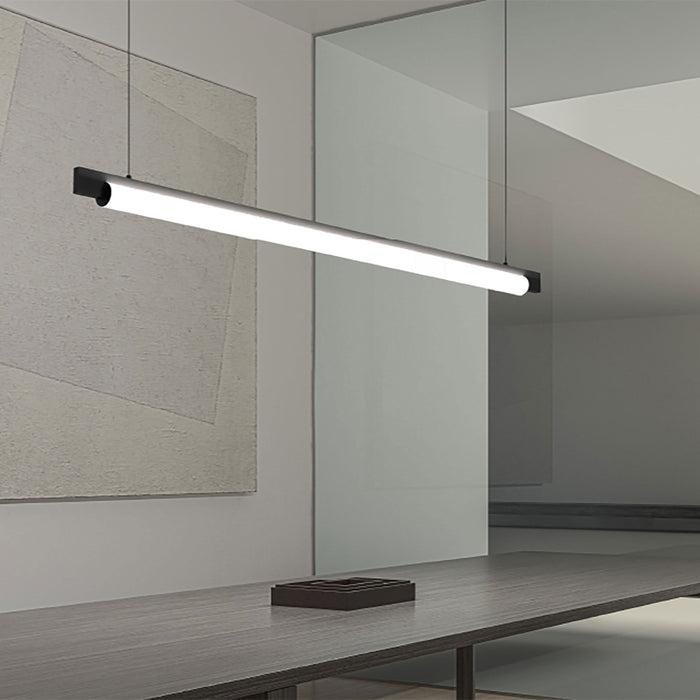 Keel™ LED Linear Pendant Light in living room.