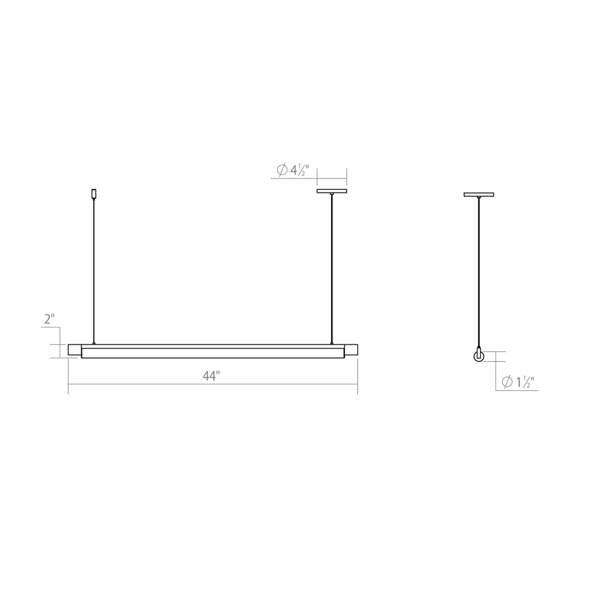 Keel™ LED Linear Pendant Light - line drawing.