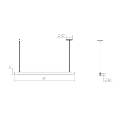 Keel™ LED Linear Pendant Light - line drawing.