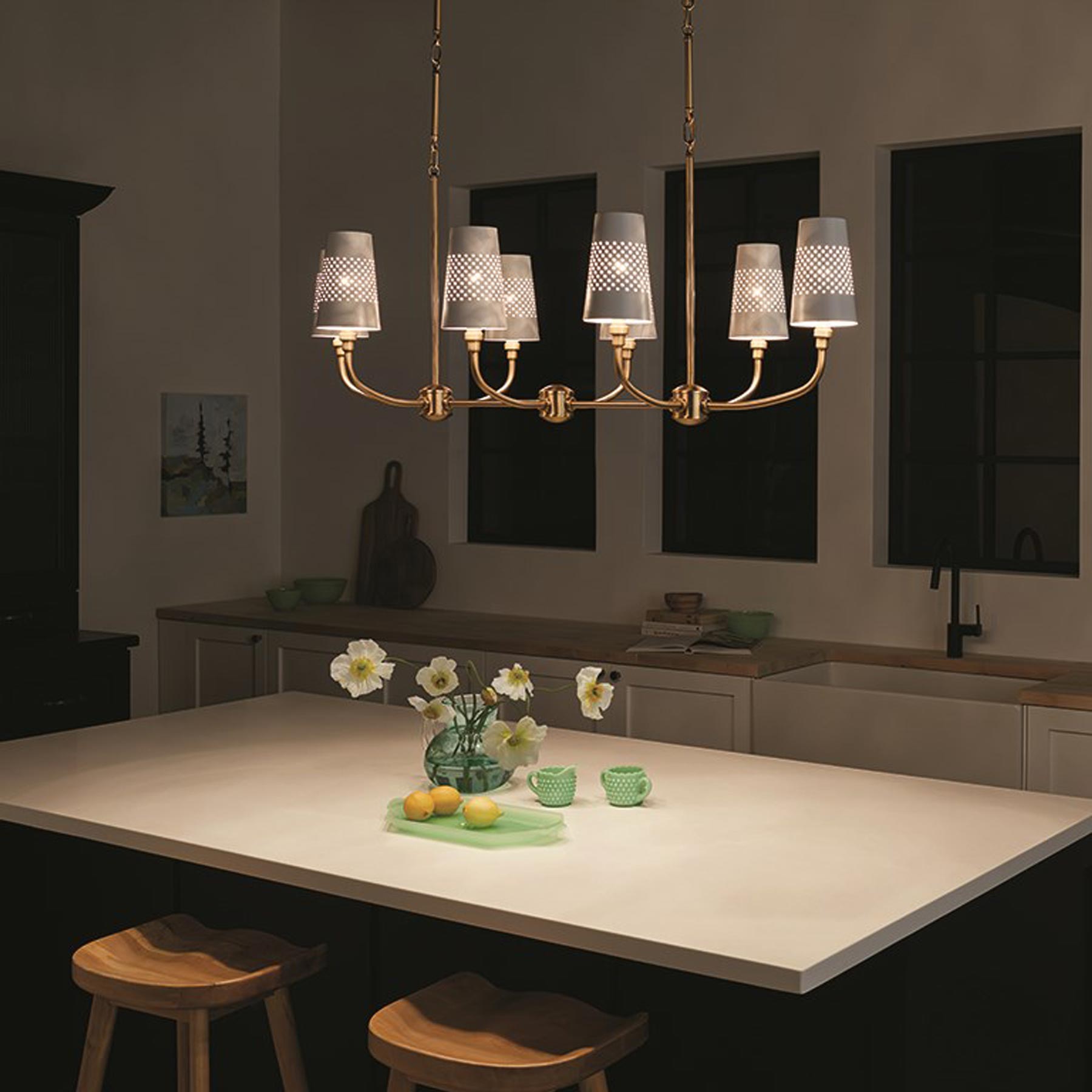 Adeena Linear Pendant Light in kitchen.