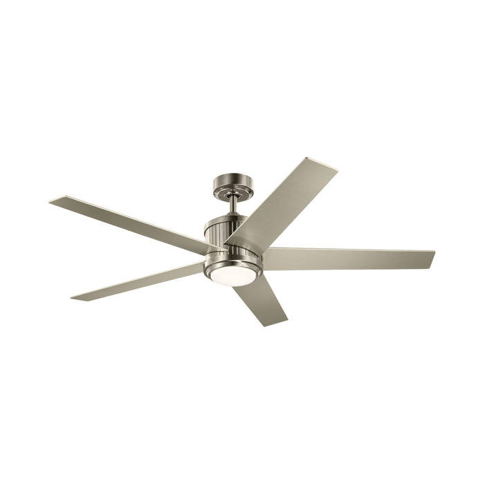 Brahm LED Ceiling Fan in Brushed Stainless Steel.
