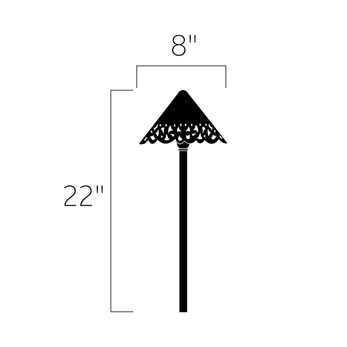 Cast Hammered Roof LED Path Light - line drawing.
