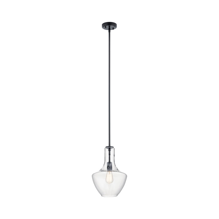 Everly Bell Pendant Light in Bell/Black/Clear Glass.