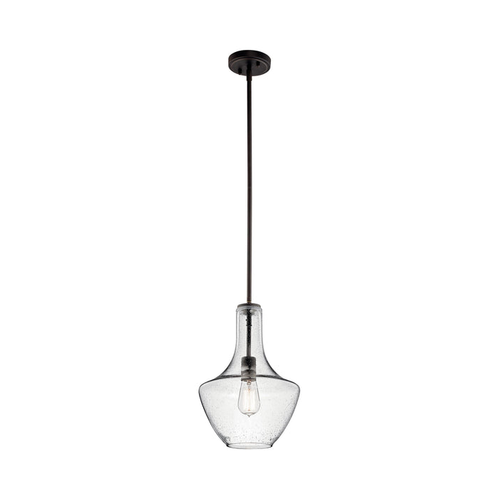 Everly Bell Pendant Light in Bell/Olde Bronze/Clear Seeded Glass (Small).