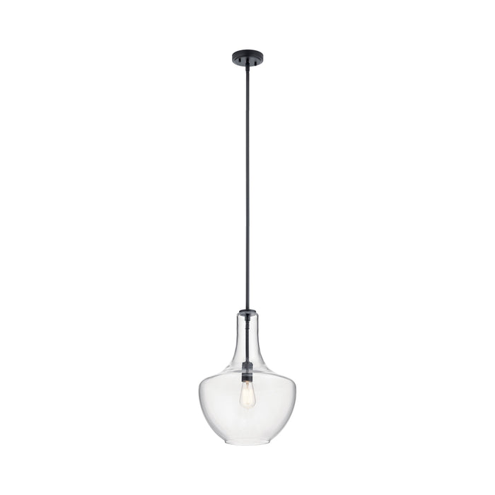 Everly Bell Pendant Light in Bell/Black/Clear Glass (Large).