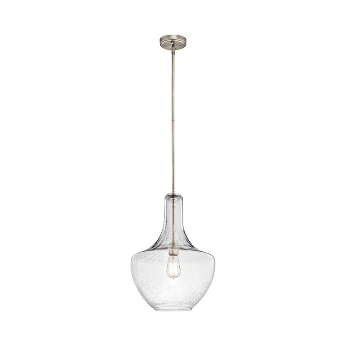 Everly Bell Pendant Light in Bell/Brushed Nickel/Clear Seeded Glass (Large).