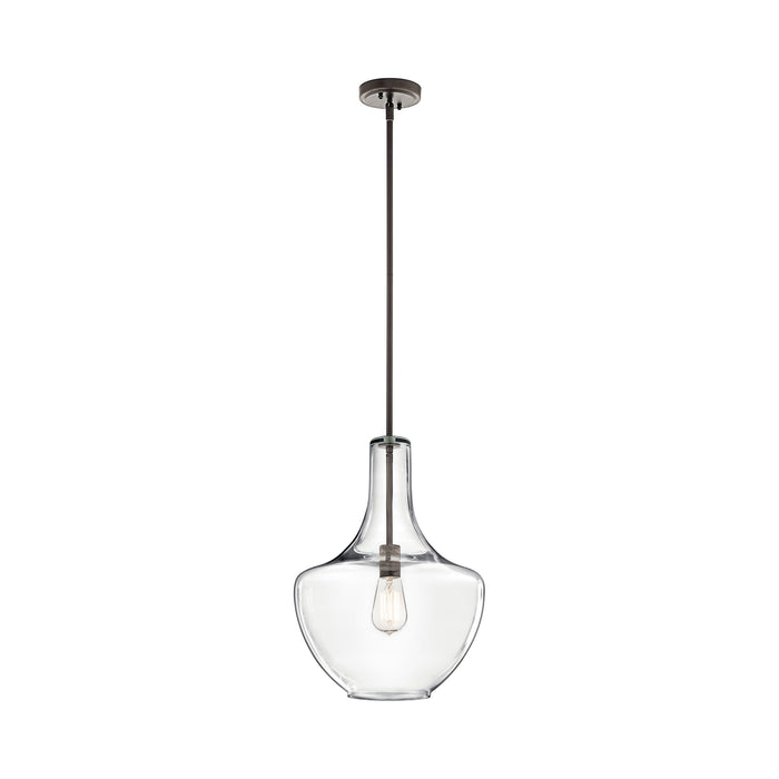 Everly Bell Pendant Light in Bell/Olde Bronze/Clear Glass (Large).