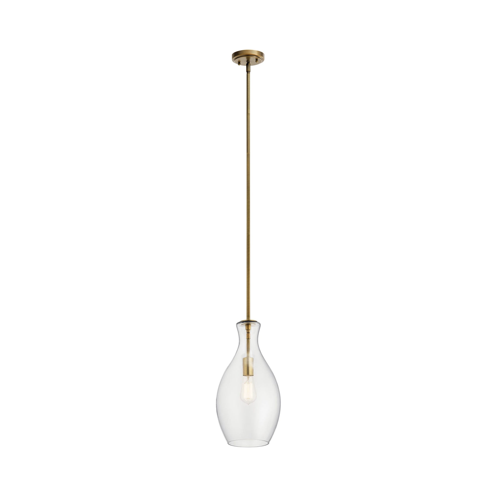 Everly Hourglass Pendant Light in Teardrop/Natural Brass (Medium).