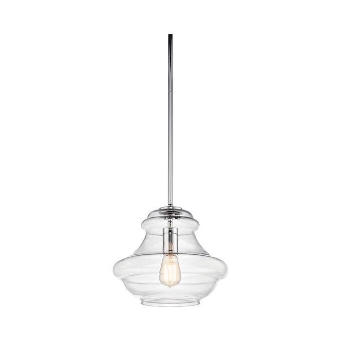 Everly Schoolhouse Pendant Light in Chrome/Clear Glass.