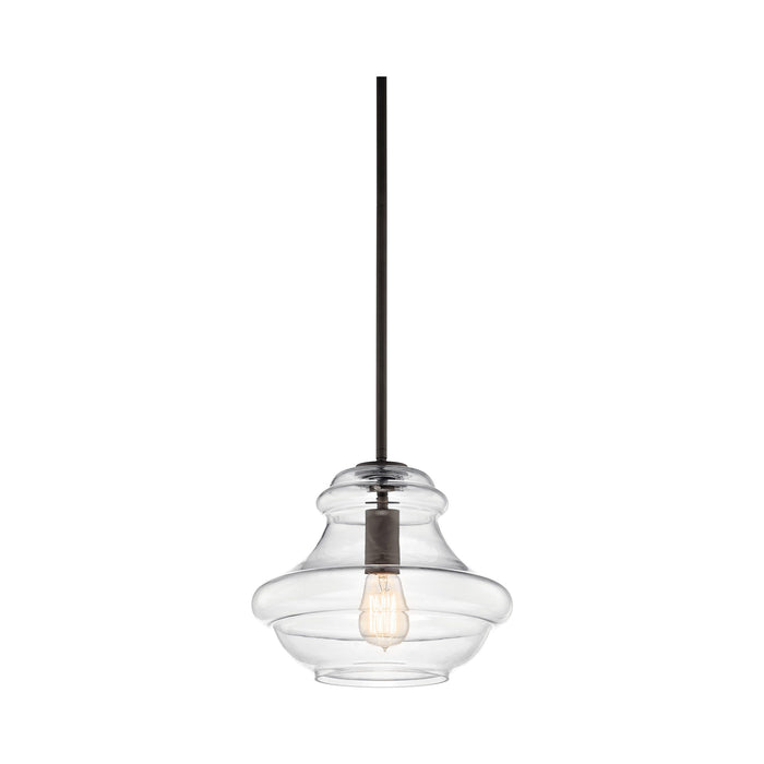 Everly Schoolhouse Pendant Light in Olde Bronze/Clear Glass.