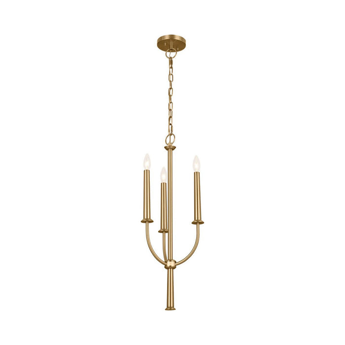 Florence Mini Chandelier in Brushed Natural Brass.
