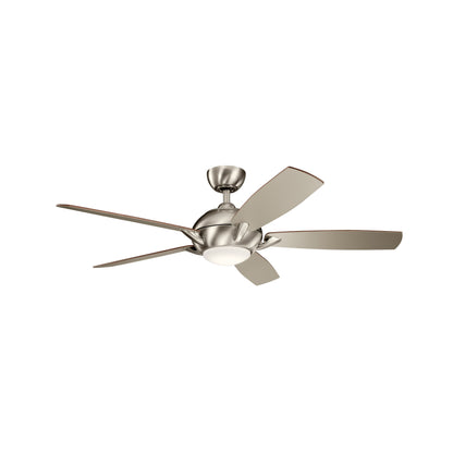 Geno LED Ceiling Fan in Brushed Stainless Steel.