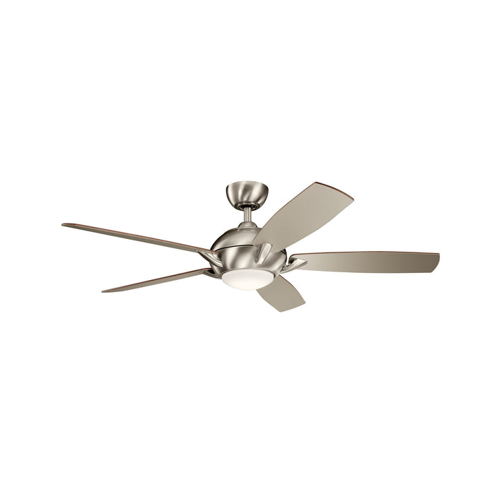 Geno LED Ceiling Fan in Brushed Stainless Steel.