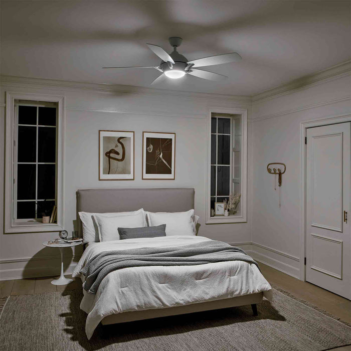 Geno LED Ceiling Fan in bedroom.