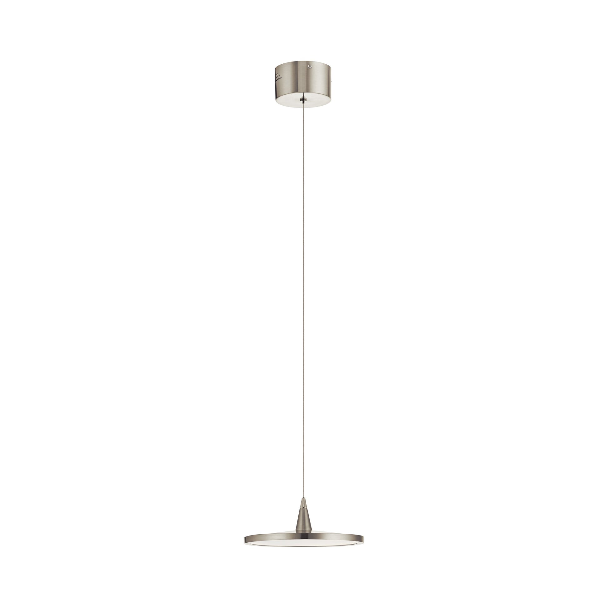 Jeno LED Pendant Light in Brushed Nickel.