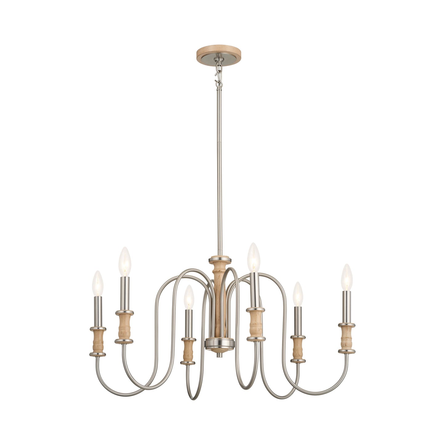 Karthe Chandelier in Brushed Nickel (6-Light).