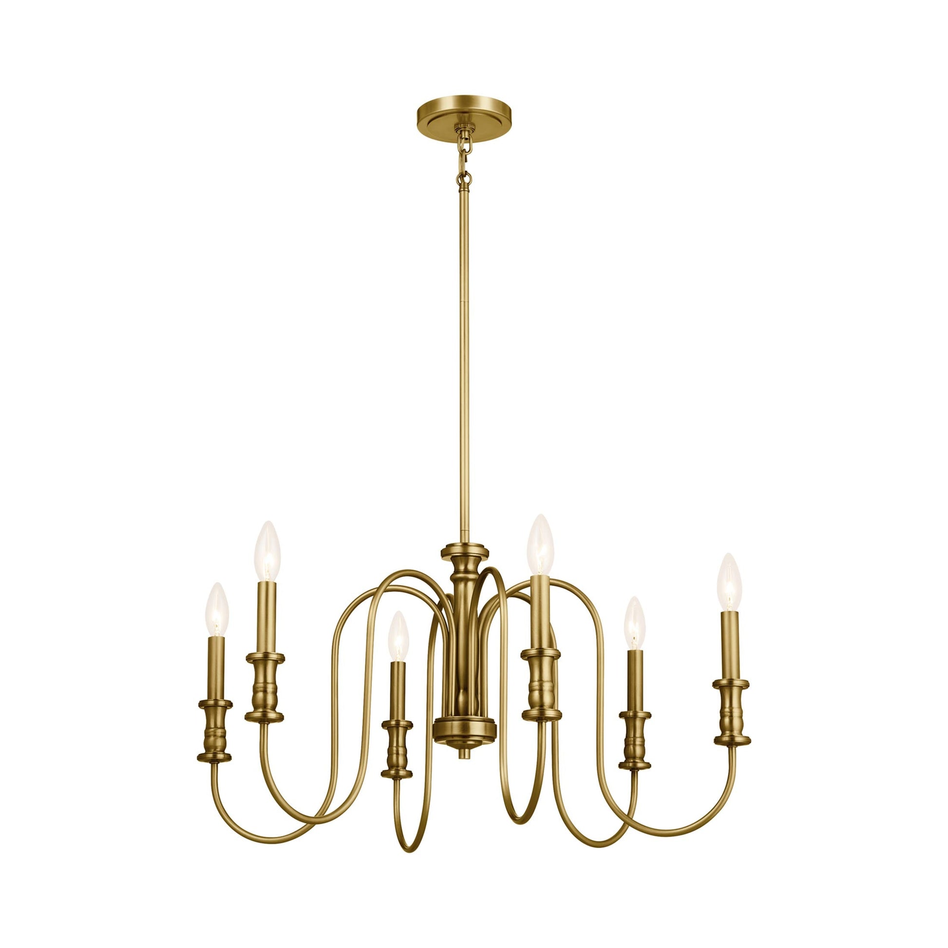 Karthe Chandelier in Natural Brass (6-Light).