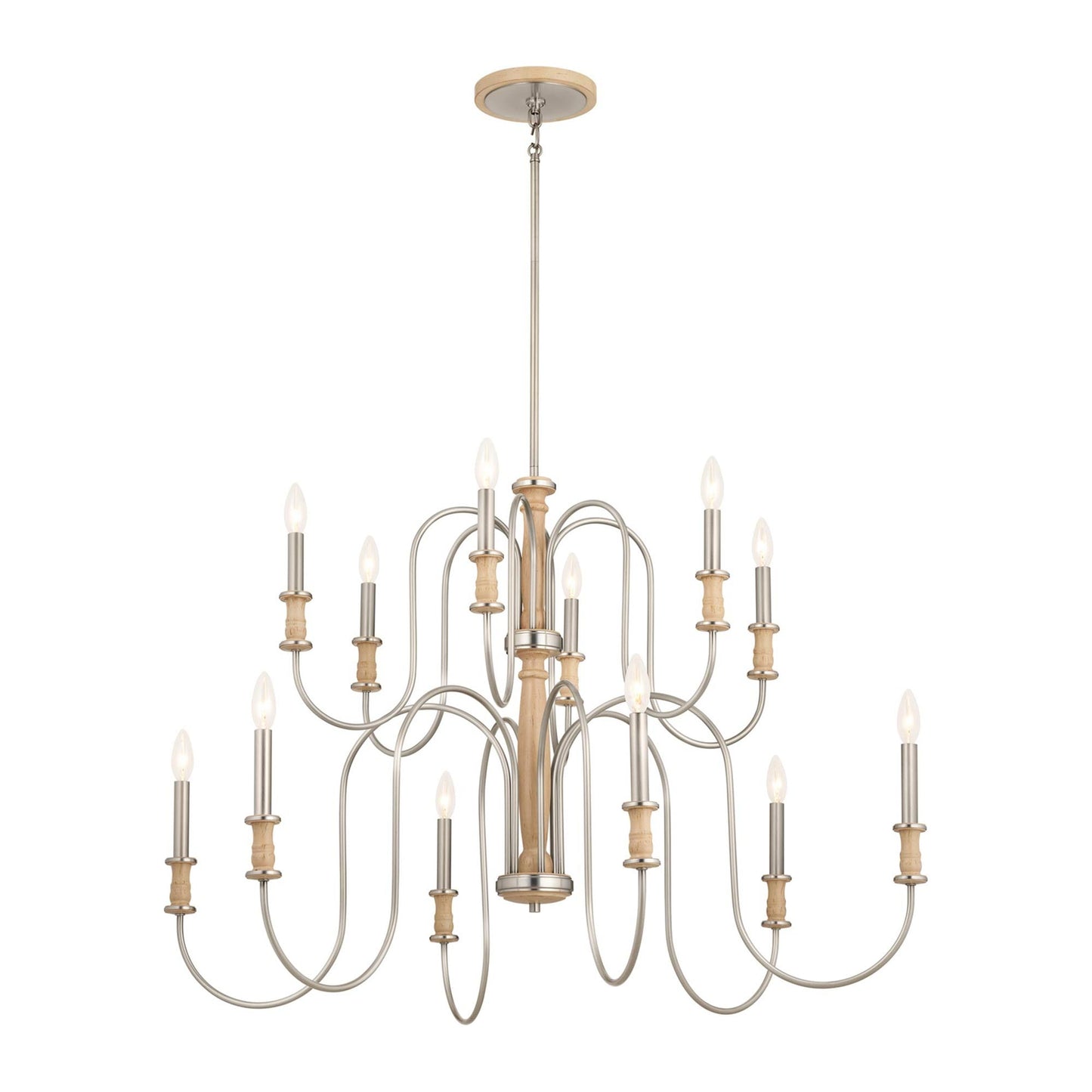 Karthe Chandelier in Brushed Nickel (12-Light).