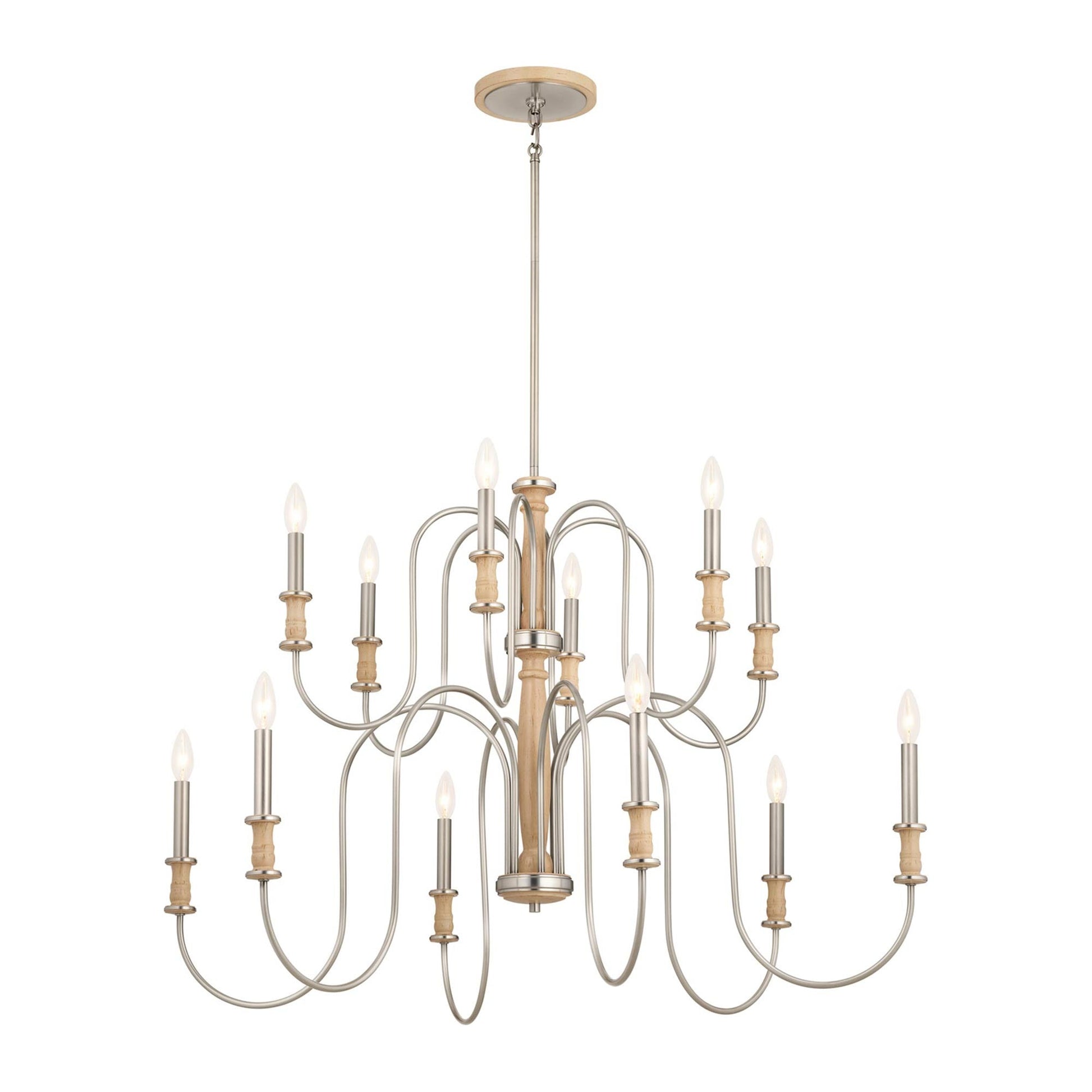 Karthe Chandelier in Brushed Nickel (12-Light).