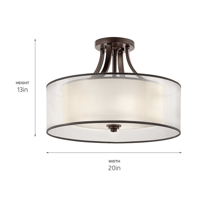 Lacey Semi Flush Mount Ceiling Light - line drawing.