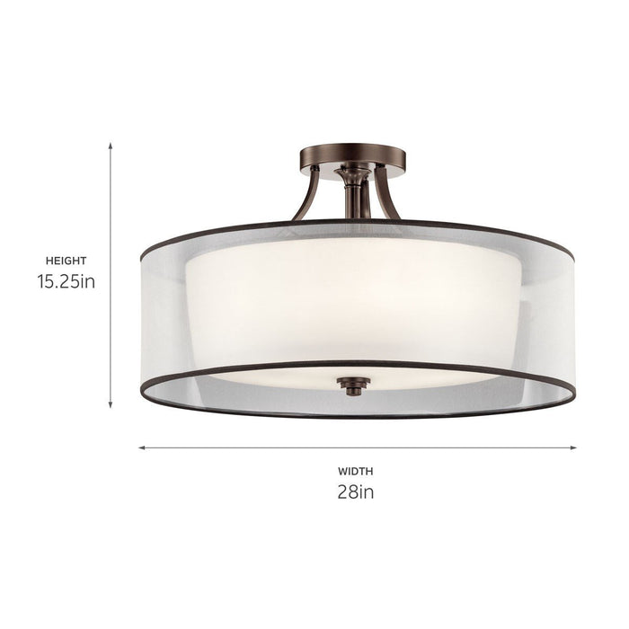 Lacey Semi Flush Mount Ceiling Light - line drawing.