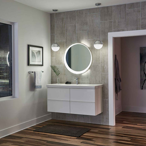 Moonlit LED Pendant Light in bathroom.