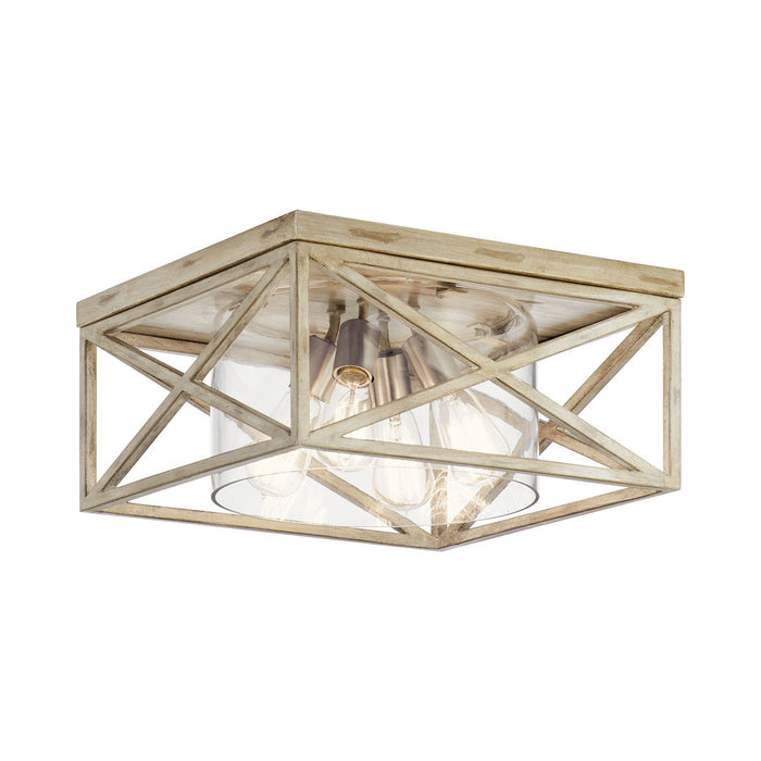 Moorgate Flush Mount Ceiling Light in Distressed Antique White.