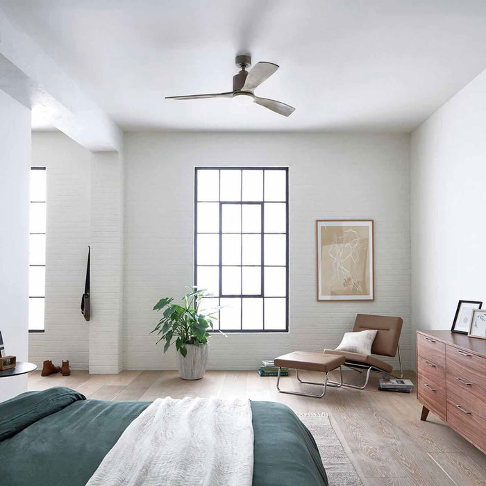 Ridley II LED Ceiling Fan in bedroom.