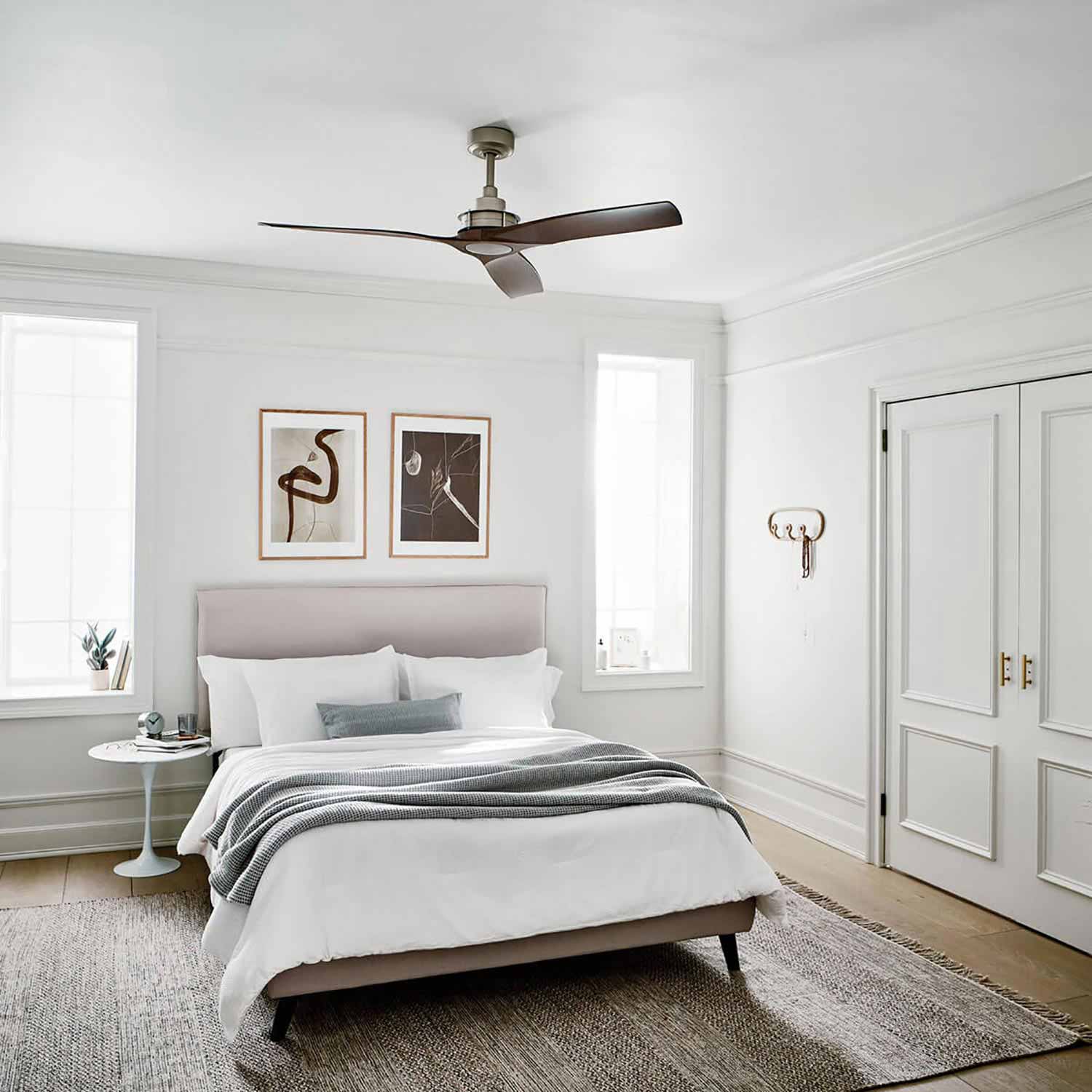 Ried Ceiling Fan in bedroom.