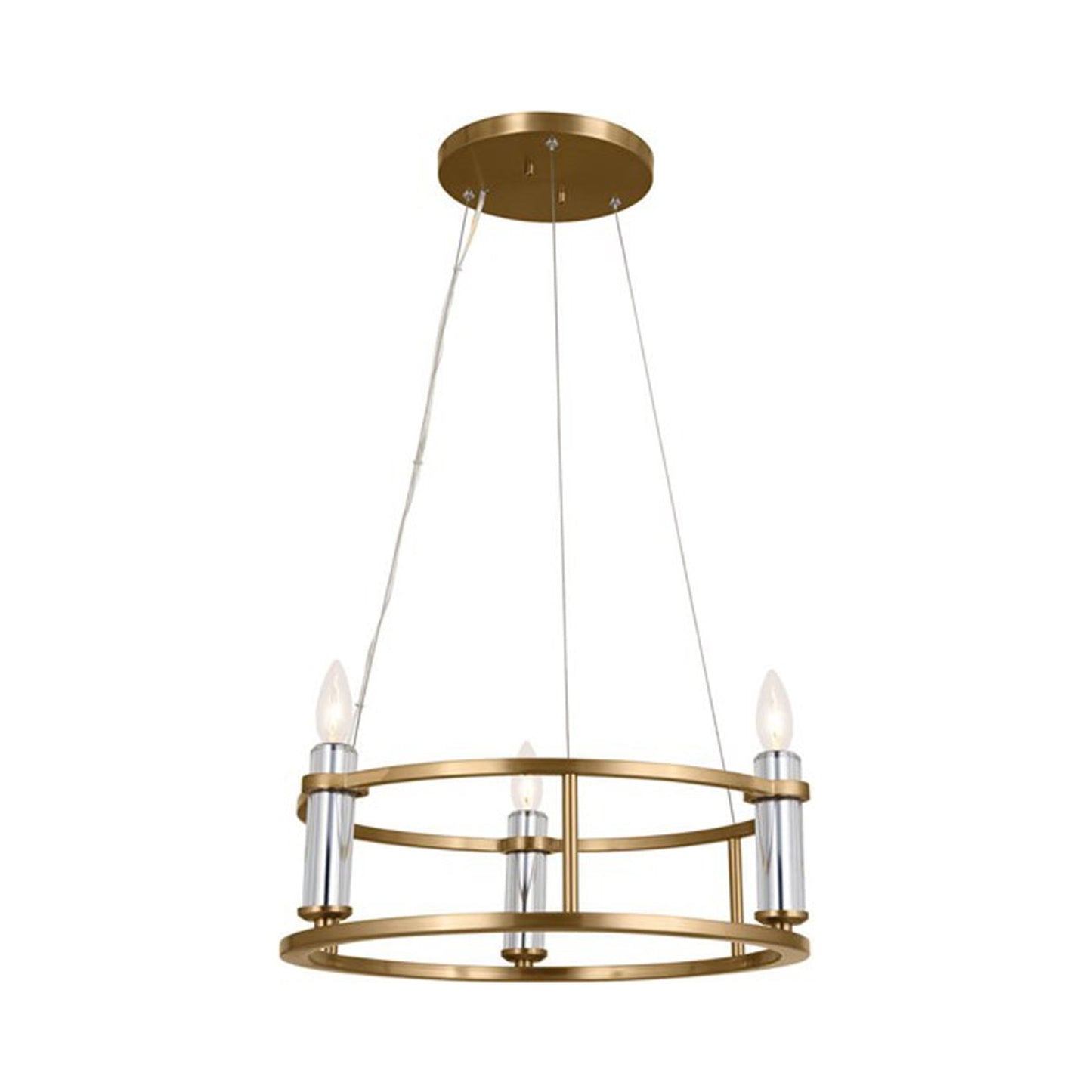 Rosalind Mini Chandelier in Brushed Natural Brass.