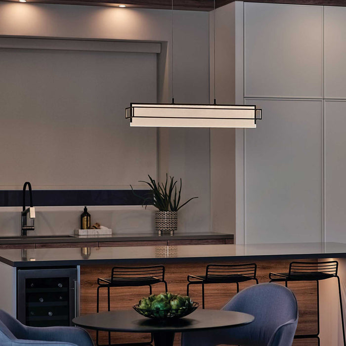 Vega LED Linear Pendant Light in kitchen.