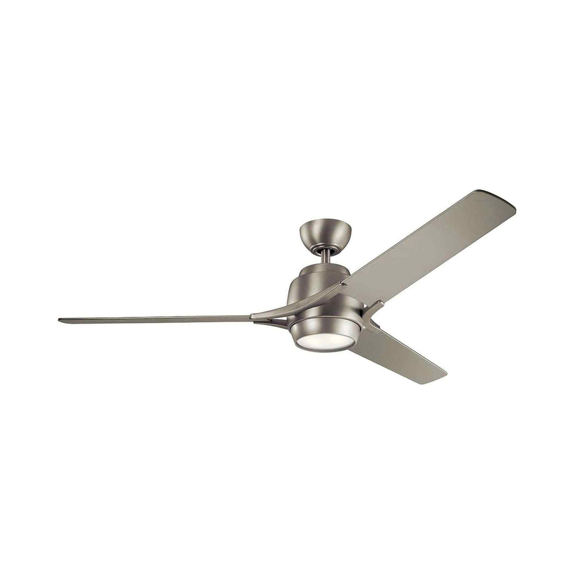 Zeus LED Ceiling Fan in Brushed Nickel.