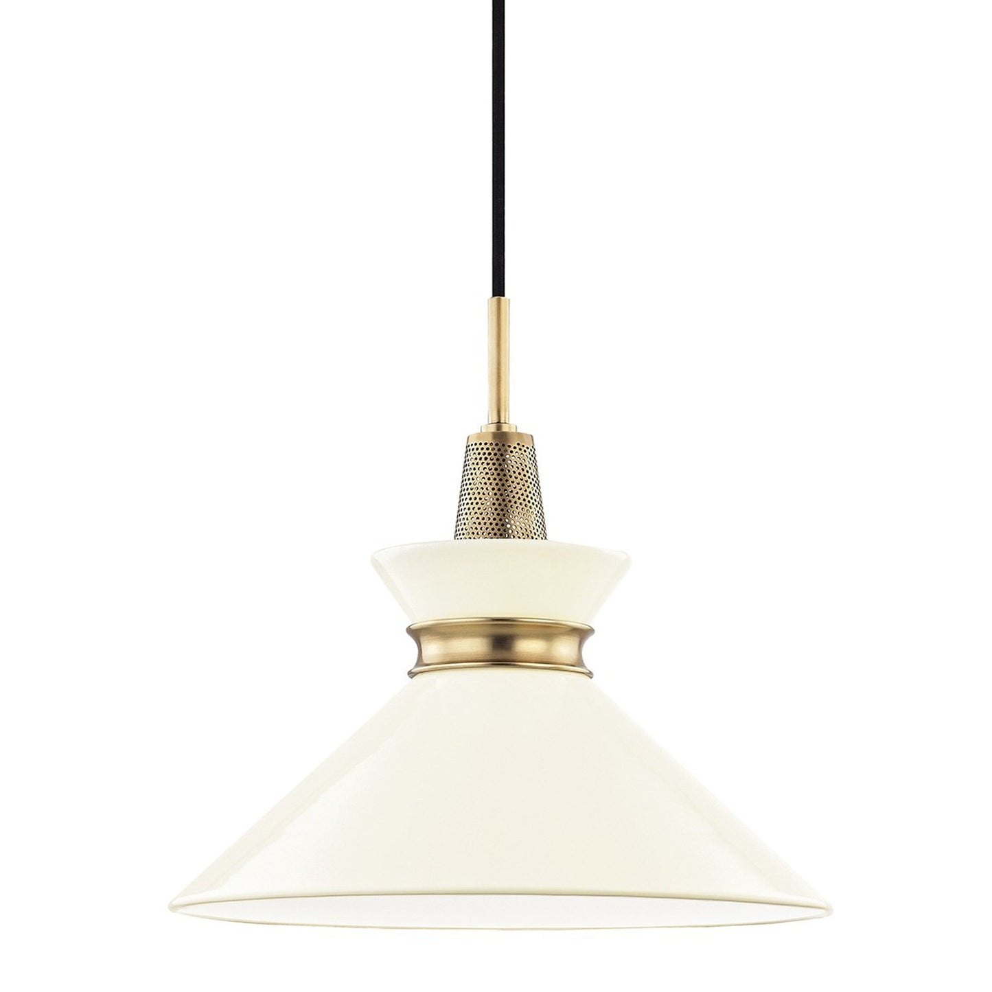 Kiki Pendant Light in Aged Brass / Cream (Small).