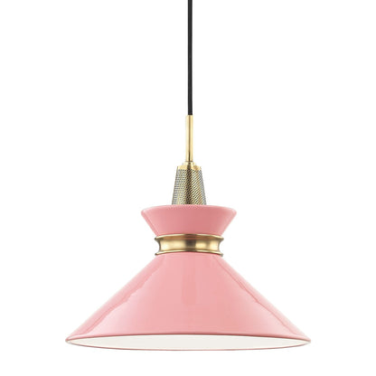 Kiki Pendant Light in Aged Brass / Pink (Small).