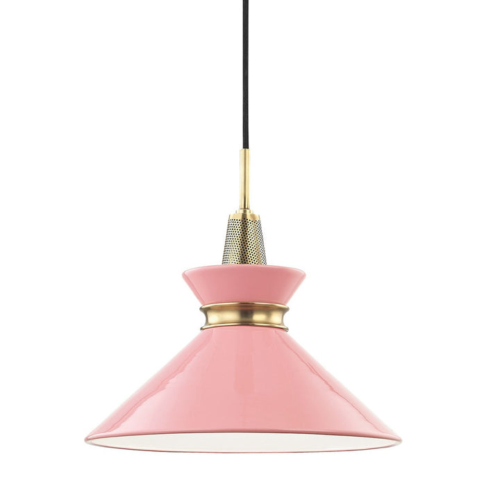 Kiki Pendant Light in Aged Brass / Pink (Small).
