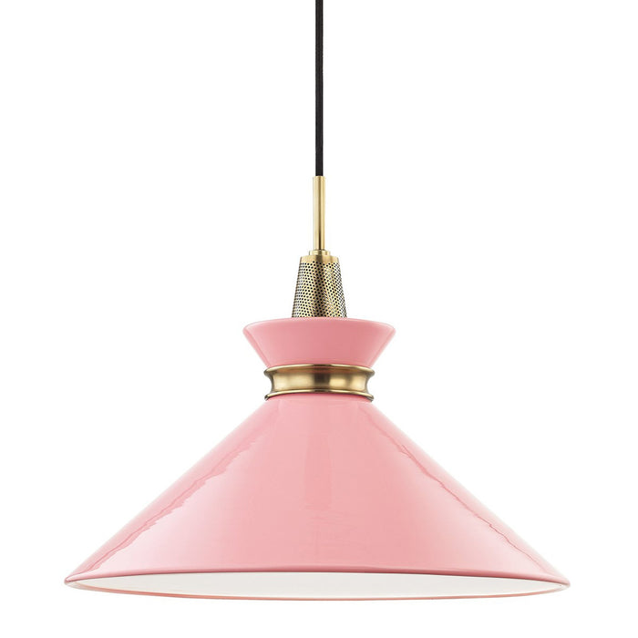 Kiki Pendant Light in Aged Brass / Pink (Large).