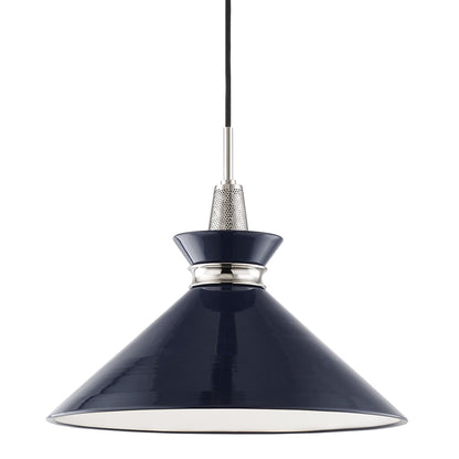 Kiki Pendant Light in Polished Nickel / Navy (Large).