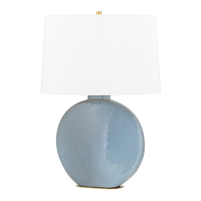 Kimball Table Lamp in Aged Brass/Gray.