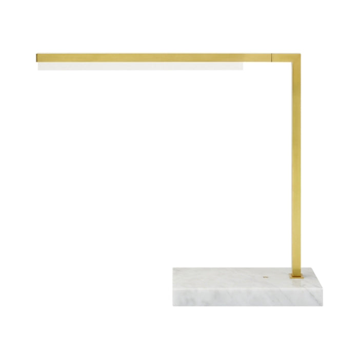 Klee LED Table Lamp in Natural Brass/White Marble.