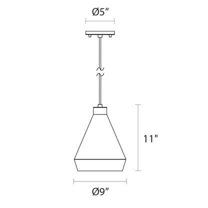 Koma Taisho Pendant Light - line drawing.