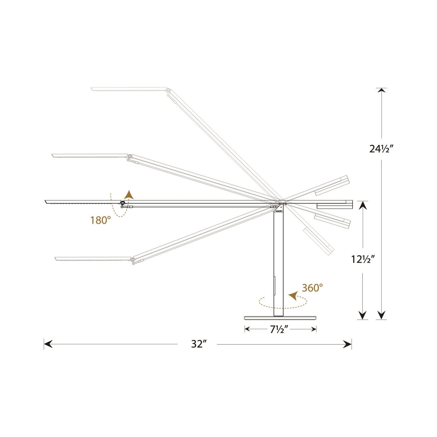 Equo LED Desk Lamp - line drawing.