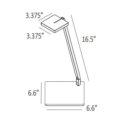 Focaccia Solo LED Desk Lamp - line drawing.