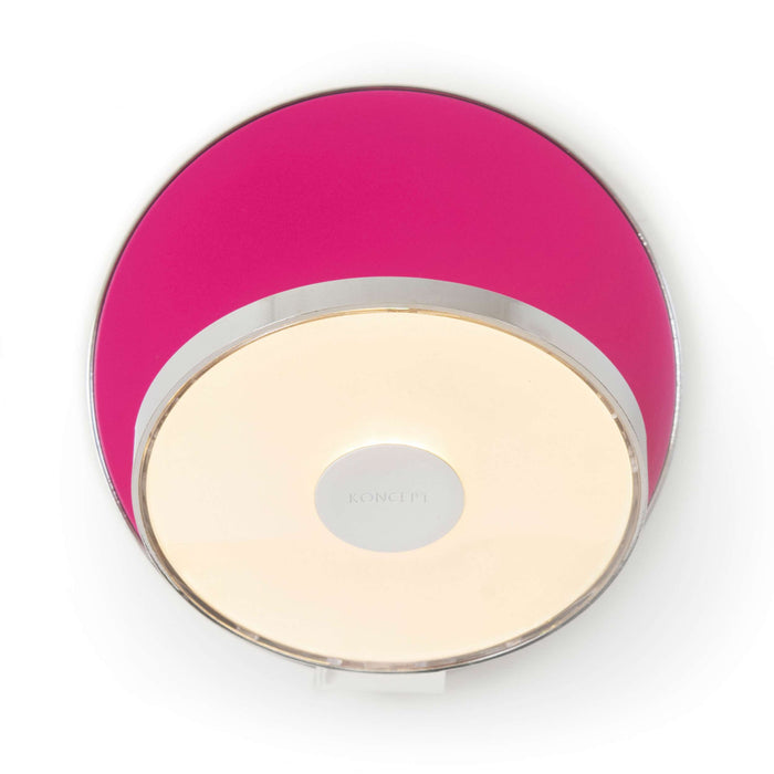 Gravy Hardwire LED Wall Light in Chrome and Matte Hot Pink.