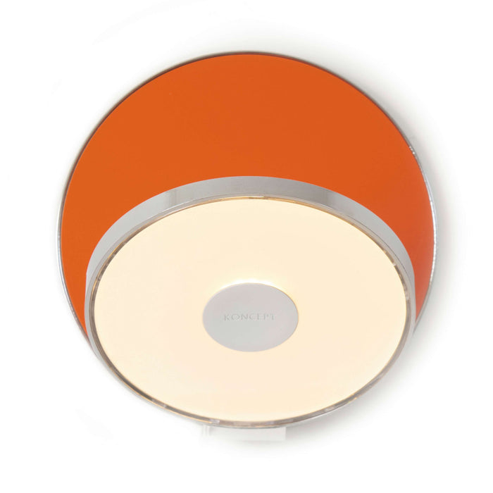 Gravy Hardwire LED Wall Light in Chrome and Matte Orange.