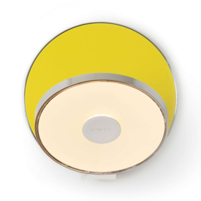Gravy Hardwire LED Wall Light in Chrome and Matte Yellow.