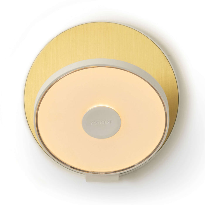 Gravy Hardwire LED Wall Light in Matte White and Brass.