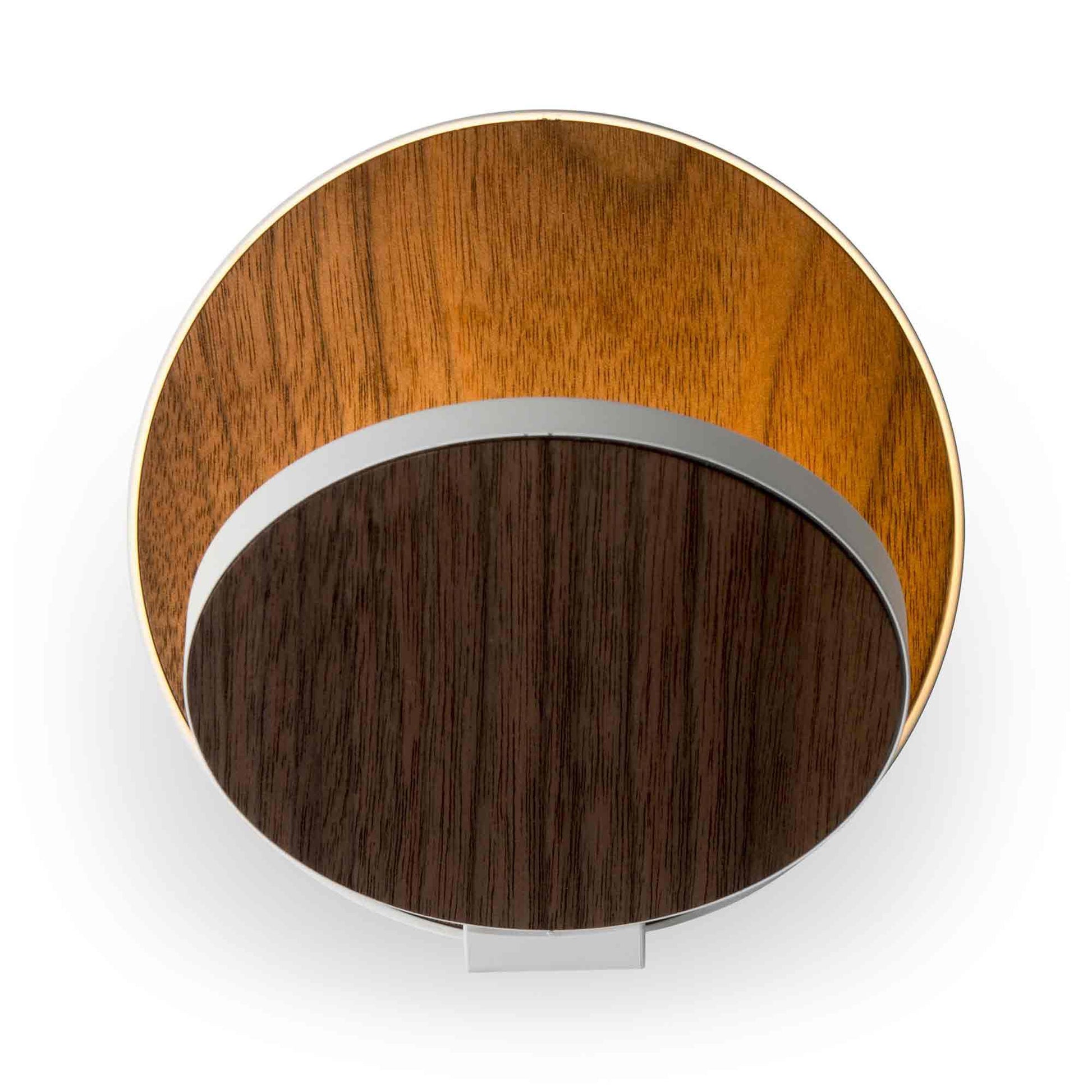 Gravy Hardwire LED Wall Light in Matte White/Oiled Walnut.