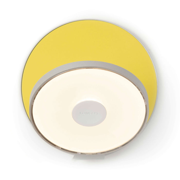 Gravy Hardwire LED Wall Light in Silver and Matte Yellow.