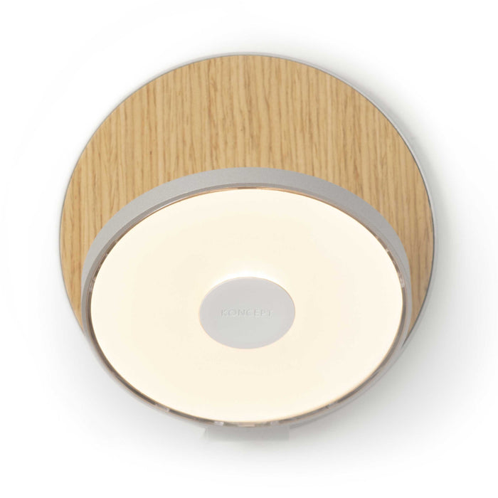 Gravy Hardwire LED Wall Light in Silver and White Oak.