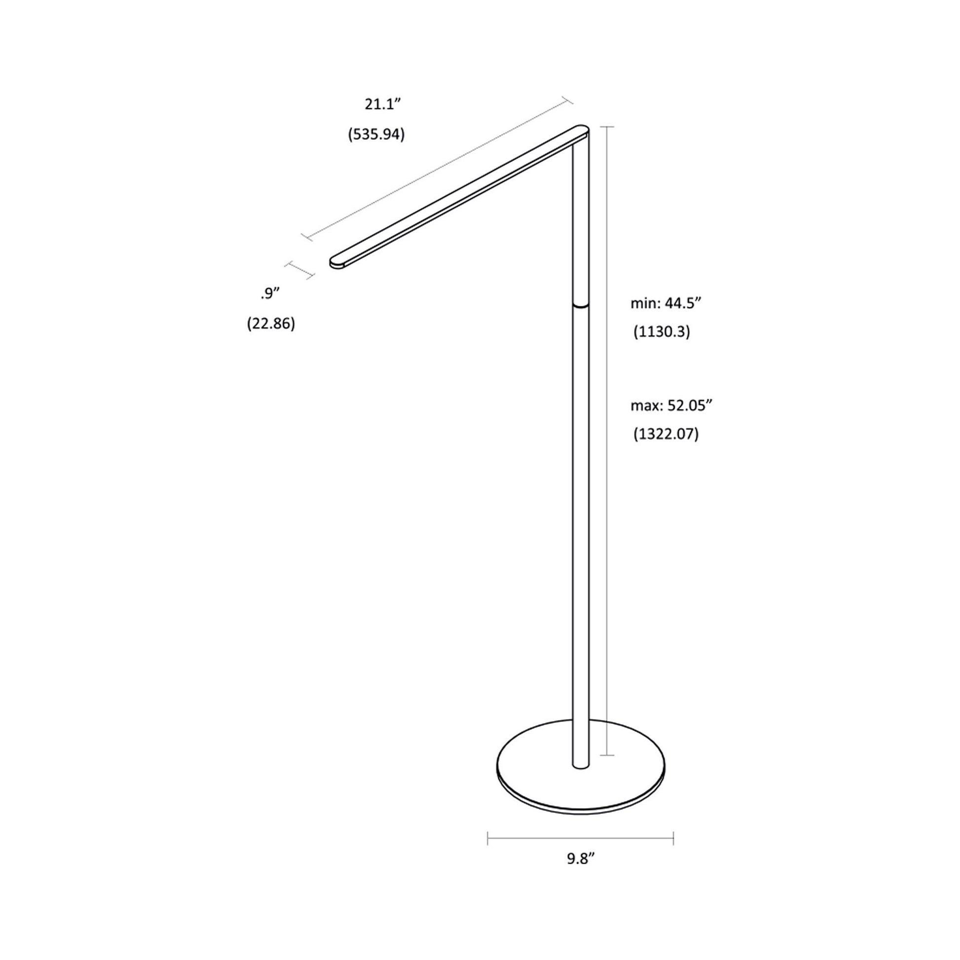 Lady7 LED Floor Lamp - line drawing.